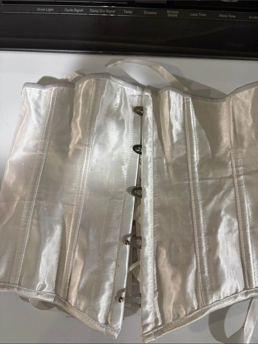 White Satin Corset Waist Cincher - Unbranded